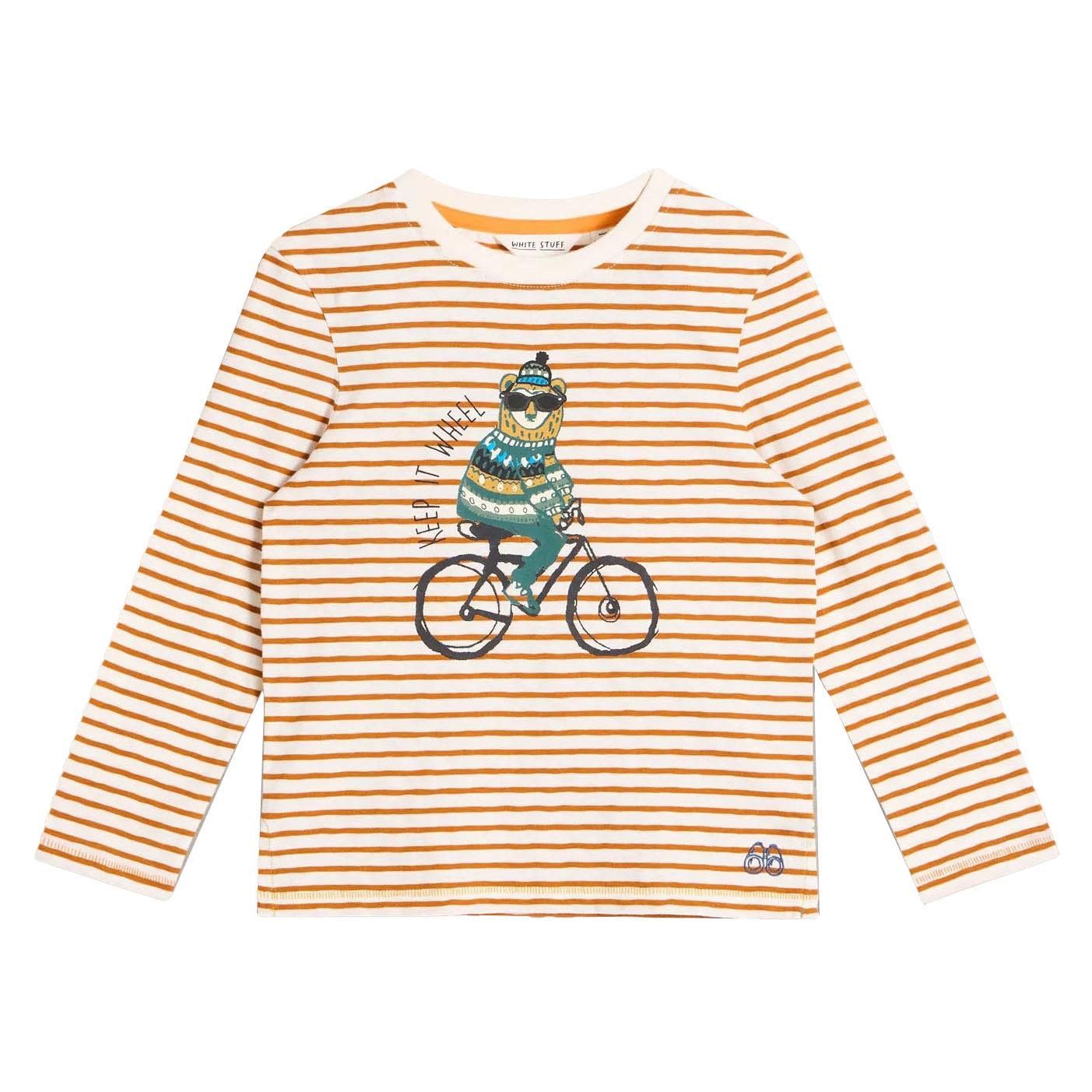 White Stuff LS Bear Stripe Graphic Tee